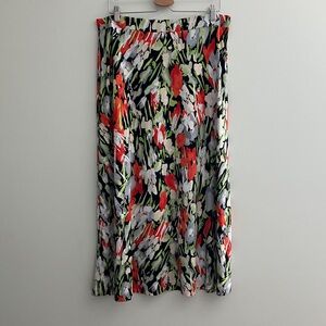 Jones Studio Maxi Skirt Vibrant Orange Green Black White Womens Size L
